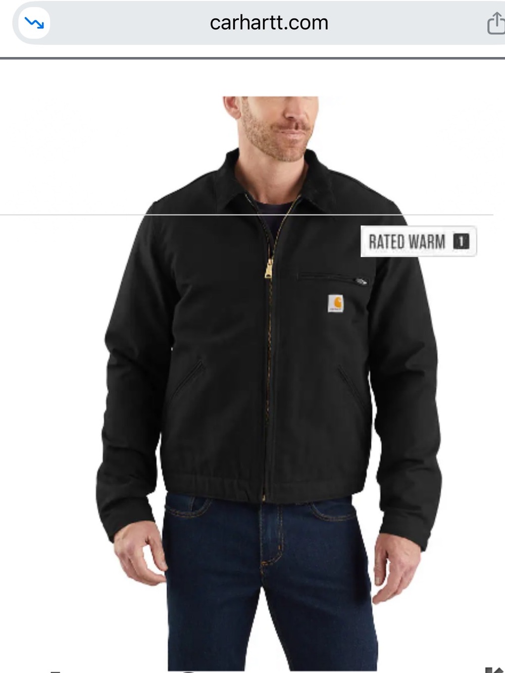 NWT Carhartt’s Iconic J01 Duck Detroit Zip up Jacket in Black Size Medium